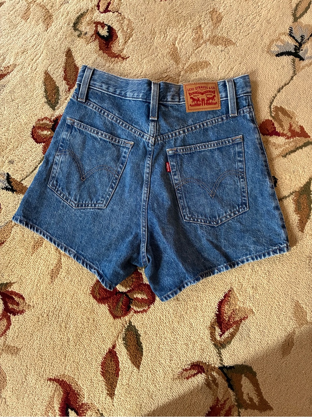 Levi's Blue High-Rise Denim Mom Shorts